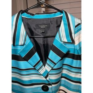 Talbots Striped Blazer Jacket Career Office Wear Blue Black White‎ Size 12